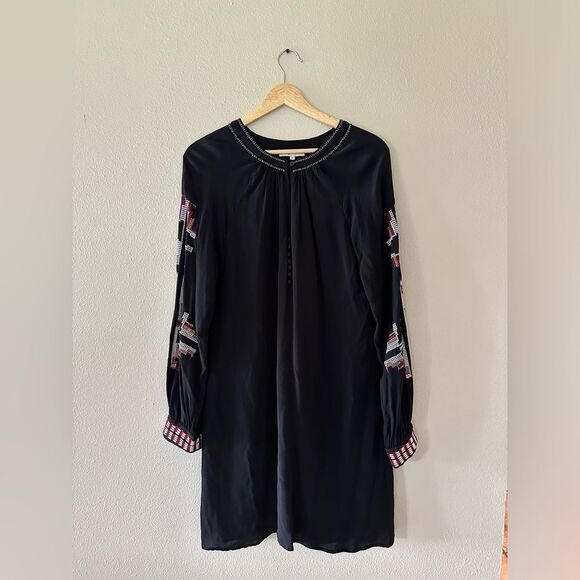MM Vintage Beaded Embroidered Black Shift Dress Size M - Picture 1 of 7